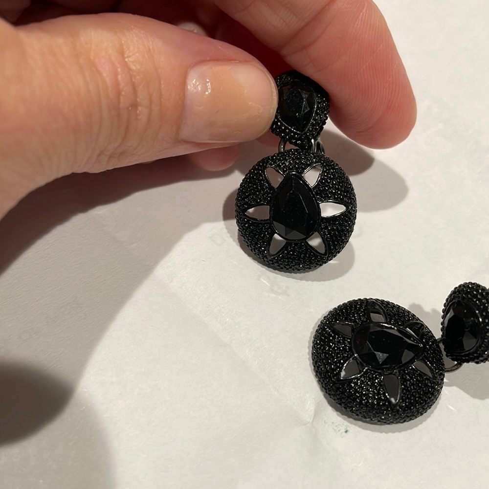 Black clip on earrings